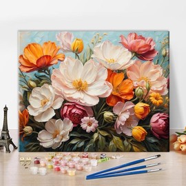 TUMOVO DIY Oil Painting Kit, Beautiful Abstract Colorful Flowers Paint by Numbers for Adults, Abstract Floral Art Paint by Numbers with Brushes and Pigment, 16x20 Inch Crafts - Colour: Woman