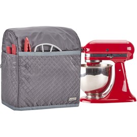 HOMEST Stand Mixer Quilted Dust Cover with Pockets Compatible with KitchenAid 5/4.5 Quart Tilt Head, Grey (Patent Design)