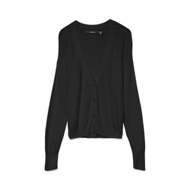 VERO MODA Cardigan Soft Fine Knit Cardigan with Button Placket, black, M