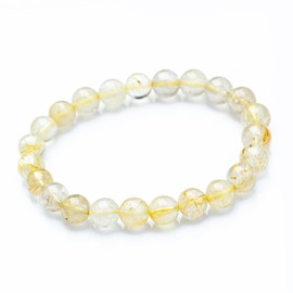 KYOUJUDOU Rutilated Quartz Power Stone Bracelet, Natural, King of Money Luck, Prosperity Luck, AAA Grade, 0.3 inches (8 mm)