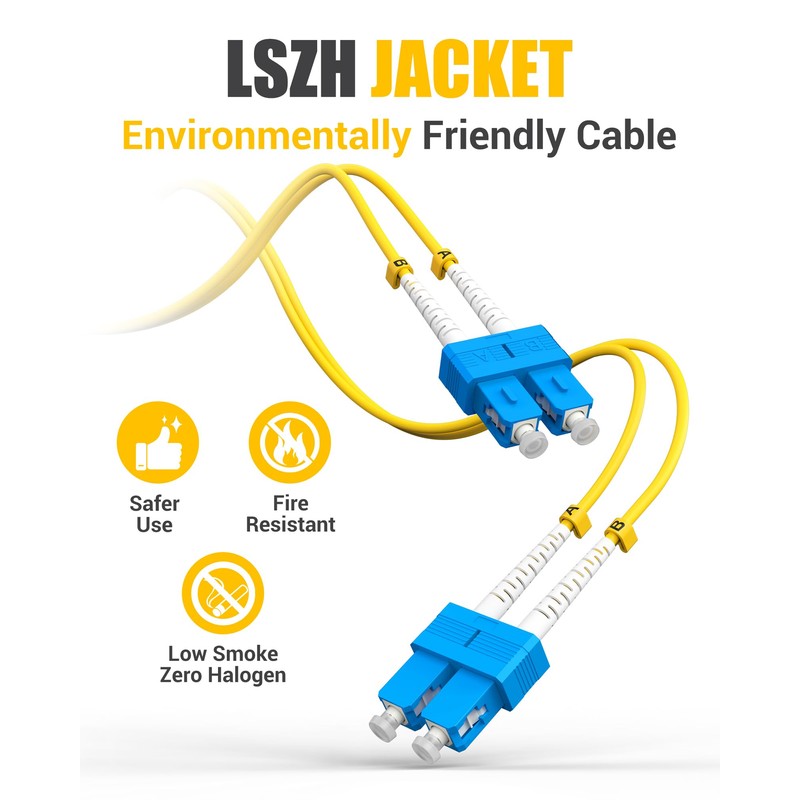 Foboiu OS2 SC to SC Fiber Patch Cable 5Pack 2M(6FT),