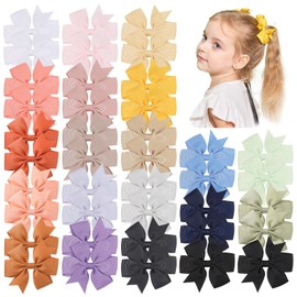 YLEN YHXX 40PCS Hair Bows for Girls 3 Inch Toddler Hair Clips Grosgrain Ribbon Pinwheel Hair Bow with Alligator Clip Handmade Hair Accessories for Girls Toddlers Teens