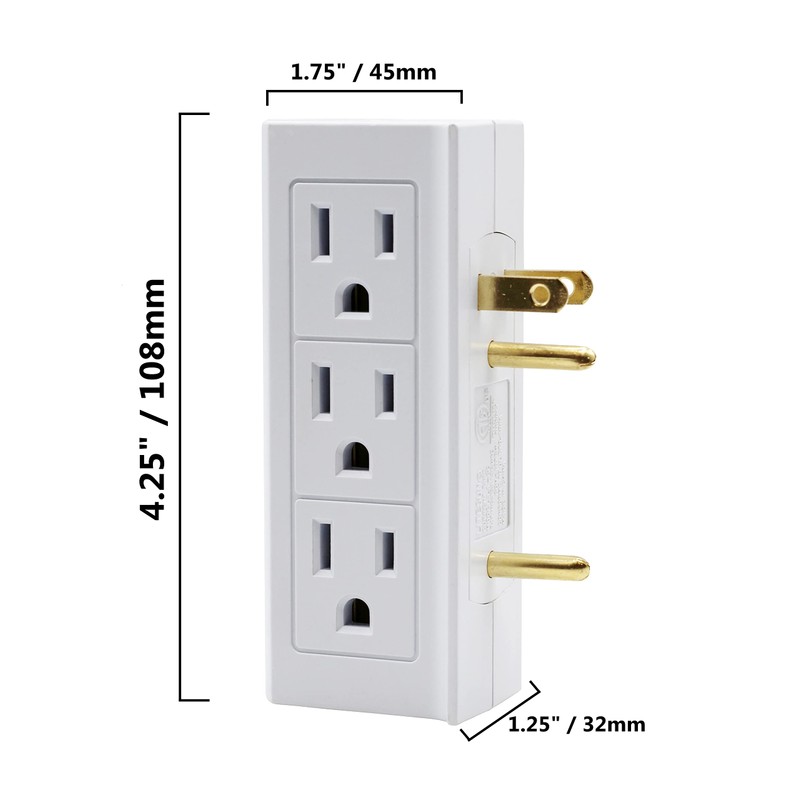 Projectpak 6 Outlet Vertical Extender Wall Tap - Split 2