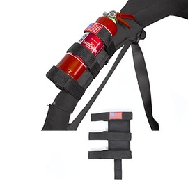 Adjustable Roll Bar Fire Extinguisher Mount Holder 3 lb for Jeep Wrangler Unlimited CJ YJ LJ TJ JK JKU JL JLU 4XE,Black with USA Flag Pattern