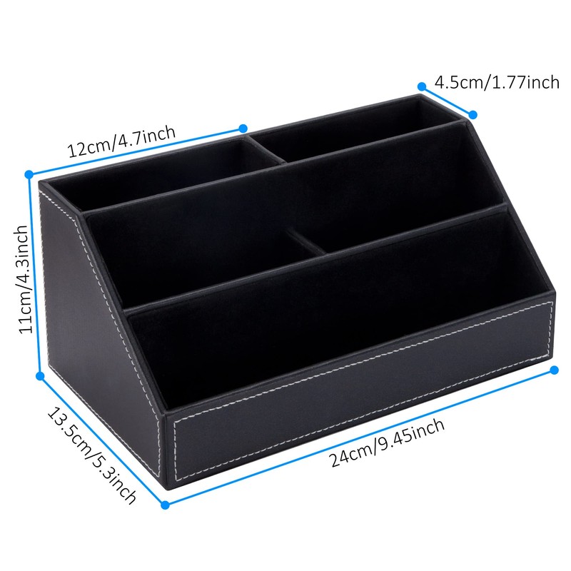 Jesustree Desk Organiser with 5 Compartments, Multifunctional Leather Office Pen