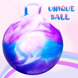 INPODAK Space Hopper for Kids Age 8 to 12, 20 Inches Hopping Ball, Jumping Ball with Handle, Hop Ball Toy for 6 Years Old Child Boys Girls Indoor Outdoor Garden Yard Game