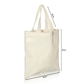 Pack of 10 Long Lasting 100% Cotton Canvas Tote Reusable Shopping Bags. Natural Colour Ideal for Printing and Embroidery. (10, Small(30x30+30) Cm)