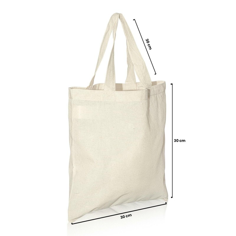 Pack of 10 Long Lasting 100% Cotton Canvas Tote Reusable