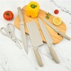 6-Pieces Beige Wooden Coating Stainless Steel Kitchen Knife Set with
