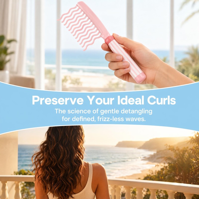 Wide Tooth Comb for Curly Hair, Dual Row Wave Teeth