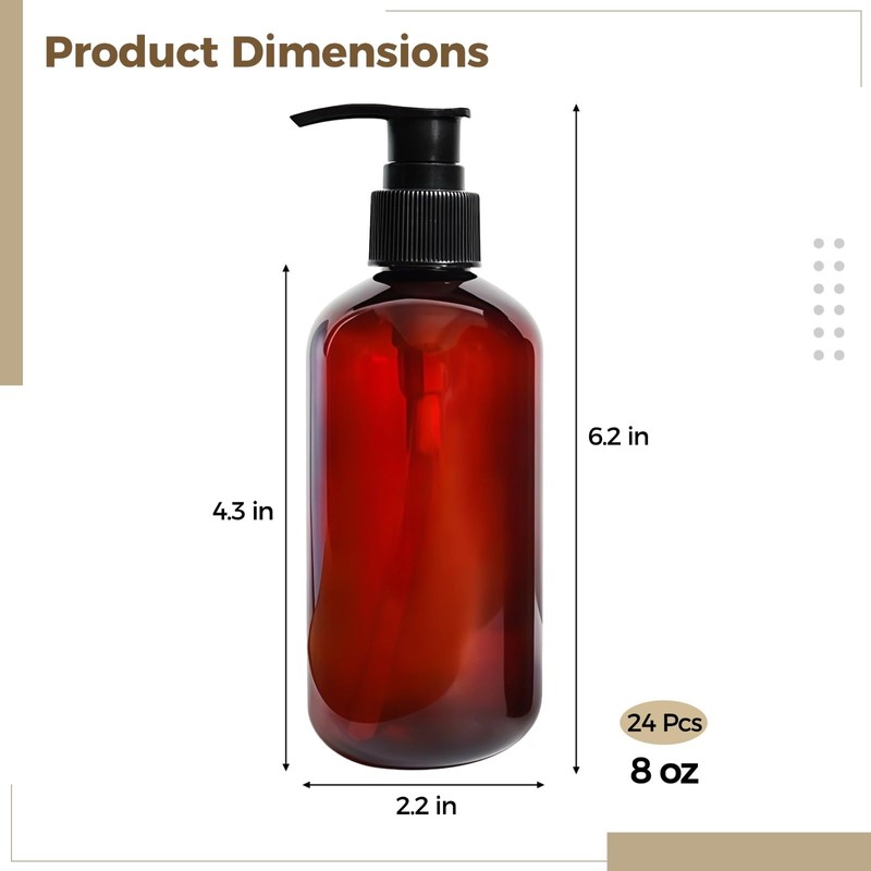 24 Pcs Empty Lotion Bottles with Pump 8oz - Refillable