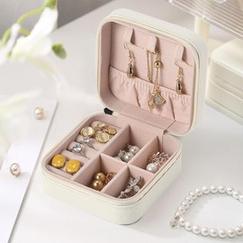 20 Set Organizadora de Joyero de Viaje, Alajeros Joyeria Mujer, Portátil Alhajeros Joyeria Mujer, Set de Joyeros Pequeños, Apto Para Anillo Pendientes Collar Pintalabios Joyero (Blanco)