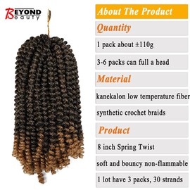 Beyond Beauty 3 Pack Spring Twist Ombre Colours Crochet Braids Synthetic Braid Hair Extensions Low Temperature Fibre (T1B 27)
