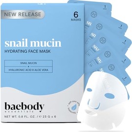 Mascarilla de mucina de caracol (6 uds.) Mascarilla facial hidratante en láminas con ácido hialurónico Mascarilla facial hidratante para una piel...  