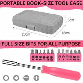 24 PCS Pink Tool Kit for Women Ladies, Home Small Tools Kit with Storage Box, Portable Tool Box Set, Essential Mini Hand Tool Box for Repairs and Maintenance at Home, Office, School, and Garage