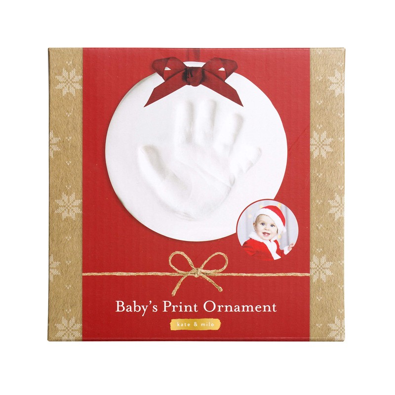 Round Baby's Print Christmas Ornament, White
