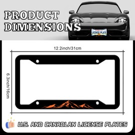 Mountain License Plate Frames - 2 Pack Orange Mountains Raised License Plates Holder Covers, Aluminum Metal Rust-Proof Waterproof Car Tag Frame with Screws Fasteners Caps