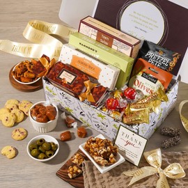 Broadway Basketeers Thank You Gift Box for Appreciation - Gourmet Delight - Curated Gourmet Food - Treats Gift Box - Individually Wrapped Gourmet Edible Care Package