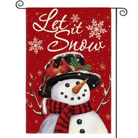 AVOIN colorlife Let It Snow Snowman Snowflake Winter Christmas Flag 3x5 FT Double Sided, Large House Flag Party Yard Outdoor Decorative Flag