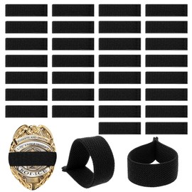 30 Pieces Black Badge Band,Mourning Bands For Badges,Police Mourning Band Stripe,Funeral Honor Guard Elastic Straps,Elastic Honor Guard Straps,Police Officer Badge Mournings Twill Bands