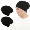 NIJISoRa156 Men's Nightcap for Sleeping, Black 2 Pack, M