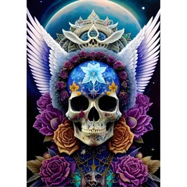 DPHERO DIY Skeleton Diamond Painting Kits for Adults,5D Skull Diamond Art Kits for Beginners,Round Full Drill Wings Diamond Painting Art,DIY Painting by Numbers Diamond Art Painting 12x16 inch