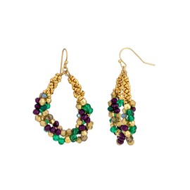 Dauplaise Jewelry Beaded Hoop Earrings, Stylish Statement Accessory, Gold-Tone