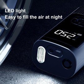 Portable Tire Inflator for Car - 3-150PSI Bike Tire Pump - Cordless Inflator with LED Light for Motorcycle Auto Ball Travel, LCD Display