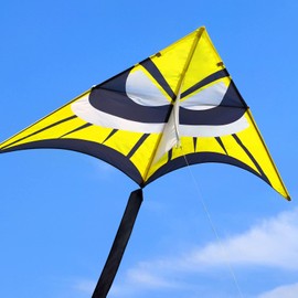Kaiciuss Huge Delta Kite for Adults Easy to Fly, 8.2 Ft Giant Single Line Kite, Extra Large Beach Kite with 30M Kite Tail and 300FT Kite Handle (Yellow)