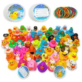 Cruise Ducks 70-Piece Adventure Kit: 20 Assorted Rubber Ducks, 20 Cruise Ship Tags & 30 Bands for Hiding Games, Bath Toys, Pool Fun, or Collectible Decor