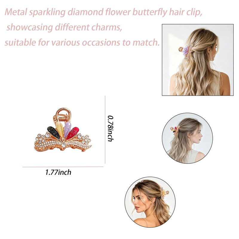 3 PCS rhinestone sparkling crystal flower metal hair clip suitable