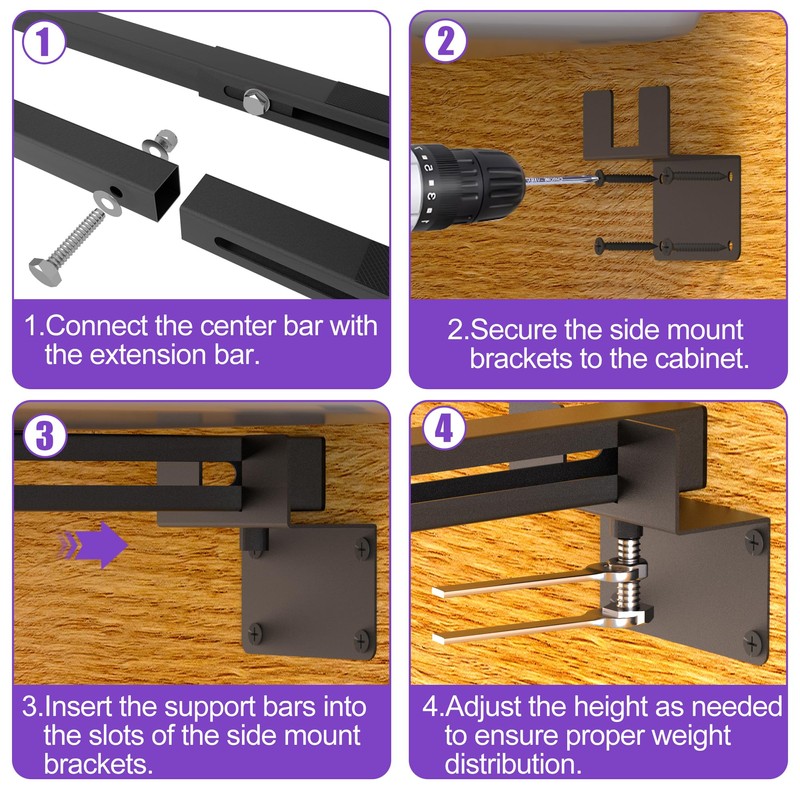 KOSEOO Undermount Sink Brackets, Adjustable Undermount Sink Support, Heavy Duty