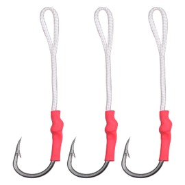 OROOTL Fishing Assist Hooks with Line - 60pcs Stainless Steel 420 Butterfly Jig Assist Hooks 1/0-10/0 Saltwater Slow Fast Jigging Assist Hook Vertical Jig Hooks Tackle