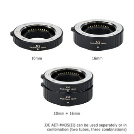 JJC Autofocus AF Intermediate Rings 10 mm 16 mm for Olympus OM-1 E-M5 III E-M1X E-M10 III E-PL9 E-PL8 E-PL7 Panasonic G95 G90 G9 GH5 GX9 GX85 DSLR Cameras Lens