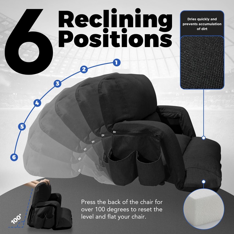 Wide Stadium Seats With Back Support, Exclusive "Sofa Style" Design