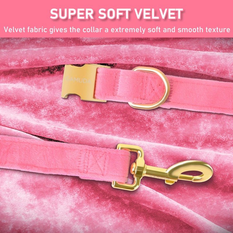 GAMUDA Collar y correa de terciopelo para perro, súper suave