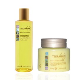 Terramar | SET DE PROTECCIÓN INTENSIVA para cabellos con BAJA KERATINA | SET con 1.- OLEO TERRAMAR tratamiento reparador para cabello maltratado 3 en 1, de 120 ml + 1.- MASCARILLA INTENSIVA PARA EL CABELLO 200 g. Salud y belleza de MEDIAS A PUNTAS.