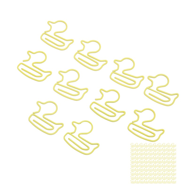 100Pcs Paper Clips Yellow Duck Shape Lightweight Portable Electroplating Process