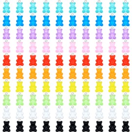 ZOCONE ZOCONE 100 PCS Colorful Gummy Bear Charms, Cute Resin Bear Charms for Jewelry Making Keychains Necklace Bracelet Earrings Pendants, Resin Supplies for DIY Crafts Decoration