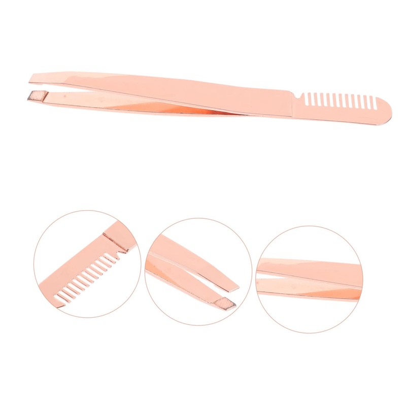 WOONEKY Ergonomic Handle Brow Tweezers Set Stainless Steel for Women