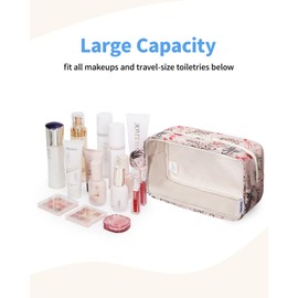 Narwey Reise-Kulturtaschen für Reisende Frauen, transparente Make-up-Organizer-Taschen für Frauen und Männer (Beiger Flamingo-1)