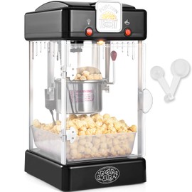 VEVOR Popcorn Maker, 300W Popcorn Popper Machine, 2.5 Oz Kettle Makes 4 QT per Batch, Tabletop Popcorn Maker with PP Door, Includes 2 Scoops and Tray, Movie Theater Style, Black