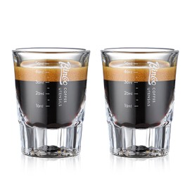 Espresso Shot Glasses 2 Pack - 50ml Espresso Measuring Cup Liquid Heavy Glass for Baristas for Single Shot