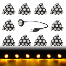 TMH 3/4 Inch LED Marker Clear Lens Amber Light with Connector Plug Clearance Bullet Side Marker Indicator Light Waterproof Universal Fits RV, Boat, Pickup Truck 12V DC (Pack of 100)