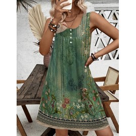 Ekouaer Nightgown for Women Tank Night Gown Sleeveless Sleep Shirt Button Night Shirt with Pockets Soft Sleep Dress