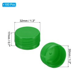 PATIKIL 1.2inch Plastic Bottle Caps for Crafts, 100Pcs Reusable Protection Bottle Screw Lids for Empty Container DIY Scrapbook Decorations, Dark Green