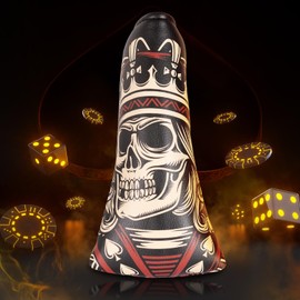 Golf Putter Blade Club Head Cover Pingtype Magnetic Black PU Leather Skeleton King