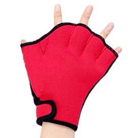 EXCEREY Webbed Power Swimming Gloves Webbed Gloves Aquatic Fitness Training Aqua Fit for Men, Women, Scuba Diving, Snorkeling, Spearfishing, Surfing (Red, L)