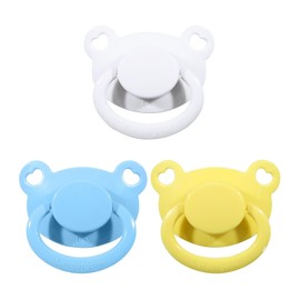 Landofgenie Adult Dummy Large Teat Shield Dummy for Adult Size Pack of 3 - Blue + White + Yellow Moon Shape