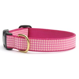 Up Country PKG-C-M Pink Gingham Dog Collar, Wide 1 Inch, M